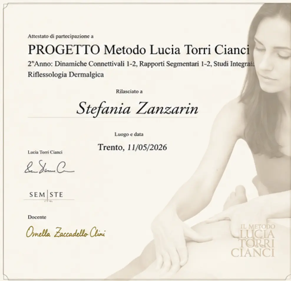 Attestato Progetto Metodo Lucia Torri Cianci 2026 di Stefania Zanzarin